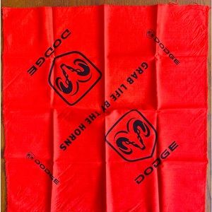 Vintage 2001 Dodge Grab Life by the Horns 20" square red Bandana